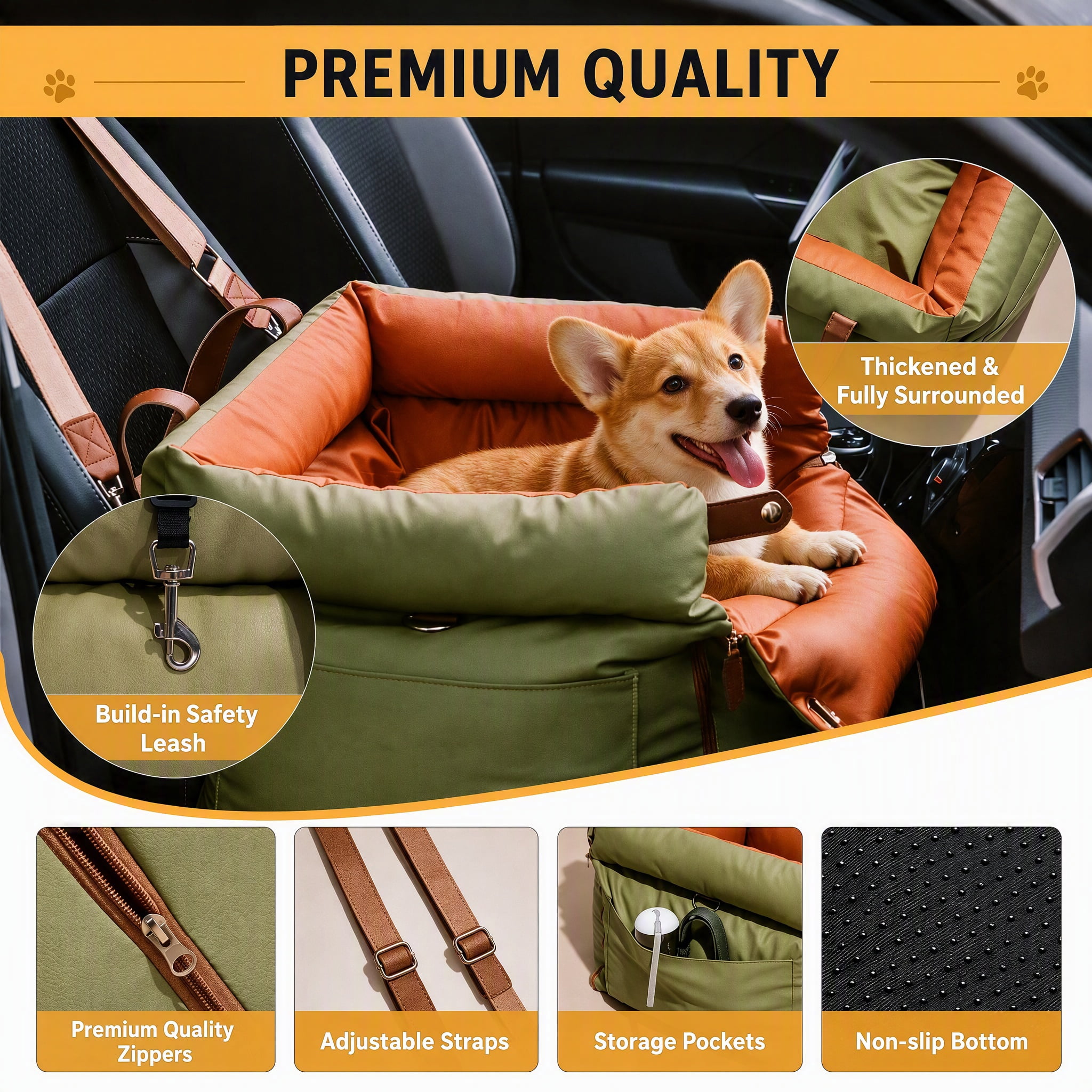 Dog Car Seat for Small & Medium Dogs up to 35 lbs – details