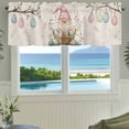 thumbnail image 3 of Easter Basket Gnome Valances for Windows Vintage Pink Blue Eggs Branch Spring Floral Linen Texture Rod Pocket Curtain Valance Window Treatment Short Curtains for Kitchen Living Room, 58"x16", 3 of 9