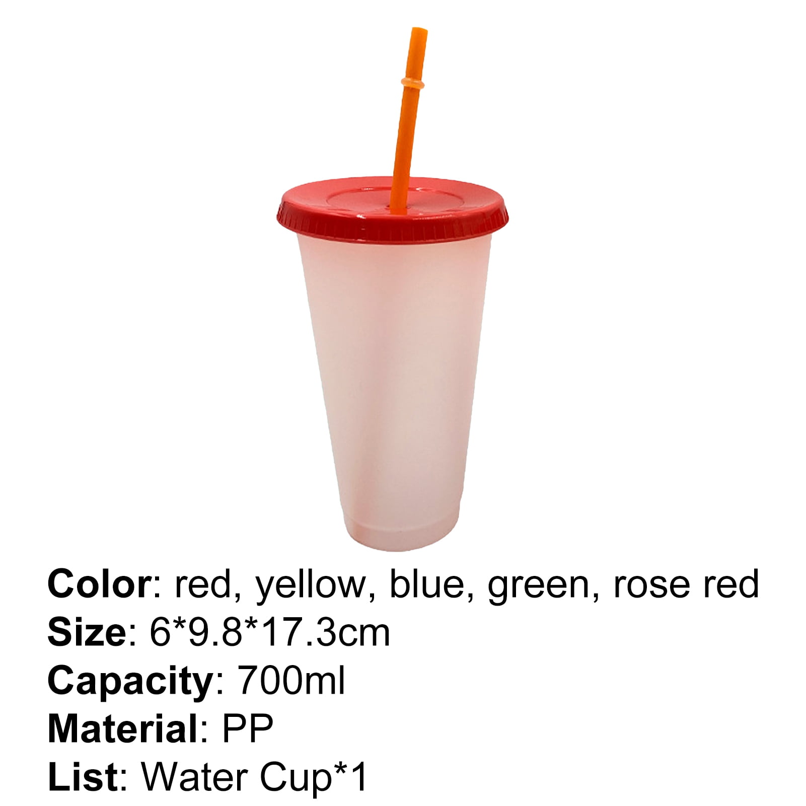 700ml Reusable Plastic Cups with Lids and Straws for Adults and