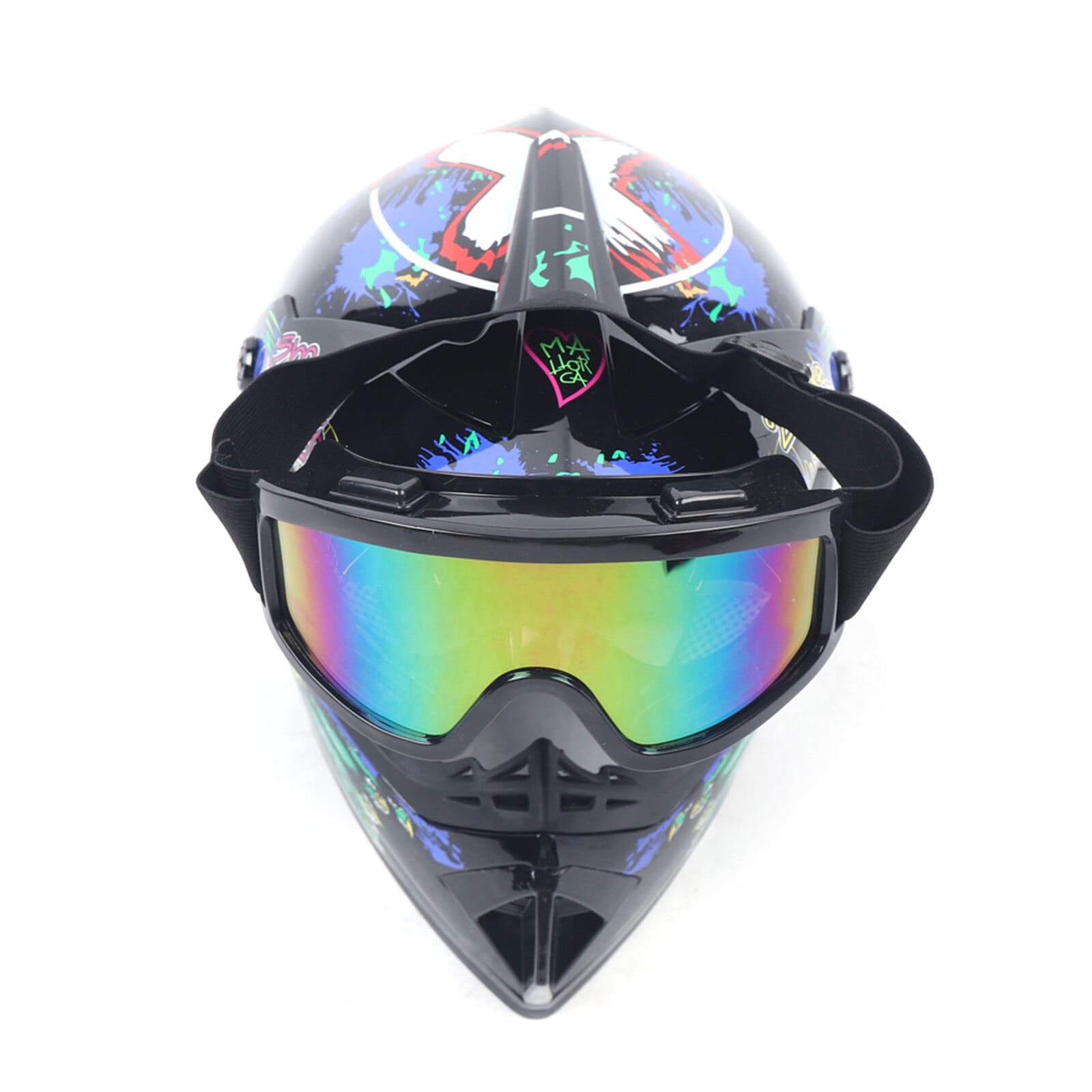 Motorcycle Dirt Bike Helmet with Gloves, Off Road Helmet Set for Unisex, 22.44-22.83in Head Circumference