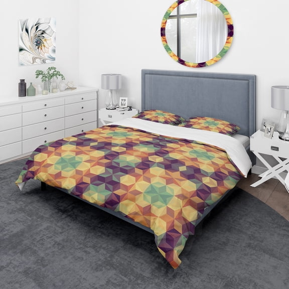 Designart 'Triangular Geometry Mosaic' Modern & Contemporary Duvet Cover Set
