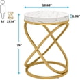 thumbnail image 3 of Round End Table, 26 Inches White and Gold Faux Marble Top Nightstands Sofa Side Table with Double X-Shaped Ring Unique Design for Livingroom Bedroom, 3 of 7
