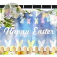thumbnail image 4 of pipaio 72x84 Inches Happy Easter Shower Curtains for Bathroom Spring Garden Flowers Blossom Bunny Colorful Eggs Cartoon Rabbit Ears Bokeh Shower Curtain Decor Set Polyester Fabric with Hooks, 4 of 6