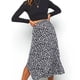 thumbnail image 1 of Falda casual con estampado floral de cintura alta para mujer Faldas de línea A con muslo dividido,Negro,M, 1 of 5