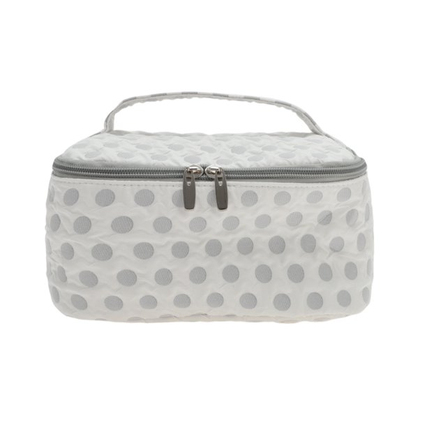 Bolsas de Maquillaje de Viaje Cosmético Cuadrado Ligero de Puntos Únicos 1 Pc para Viaje Blanco Gris Poliéster
