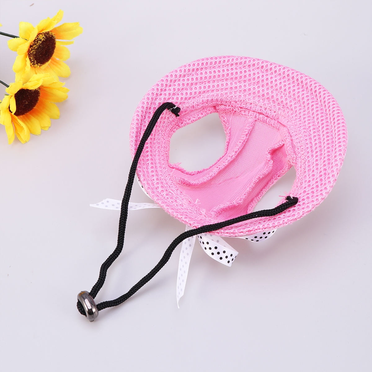 FELTECHELECTR Pet Mesh Hat for Small Dogs Pink Breathable Sun Cap with Visor and Ear Openings