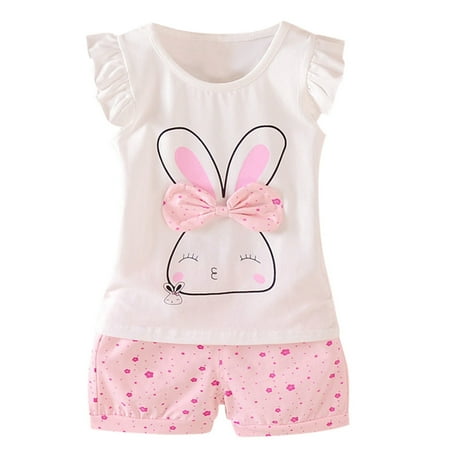 

JDEFEG 4 Month Old Boy Outfits Rabbit Short Girls Bow Set Toddler Dot Kids Casual Baby Fly Sleeve Tops Outfit Boys Outfits&Set Short Sleeve Suit Cotton Blend Pink 80