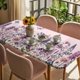 thumbnail image 3 of Watercolor Floral Table Cloths for 5 Foot Rectangle Tables, Spring Lavender Daisy Butterflies Pink Patio Waterproof Elastic Fitted Tablecloths, Washable Rectangular Table Cover for Camping, 3 of 8