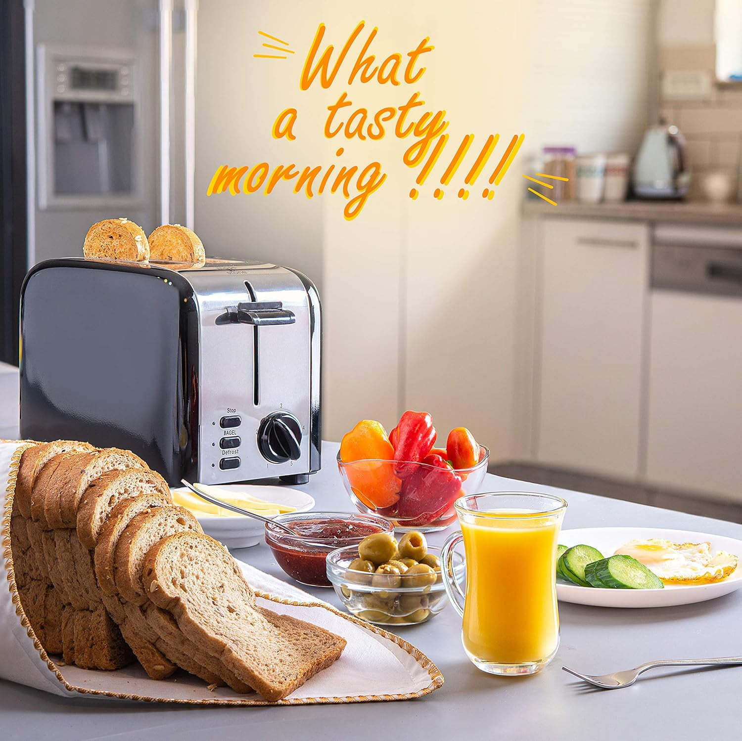 Moss & Stone 2 Slice Toaster, 1.5in Extra-Wide Slot Toaster For Bagel & Defrost with 5 Shade Settings, Bread Toaster 2 Slice With Removable Crumb Tray (black toaster)