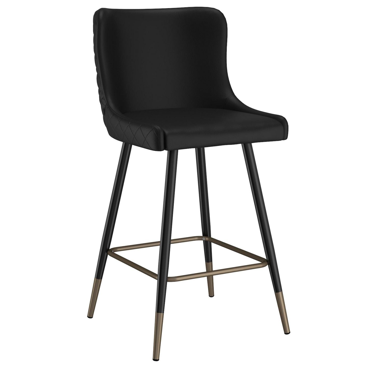 Tabouret de Comptoir, 26 Po, Jeu de 2 Contemporaine en Similicuir et Métal - Noir