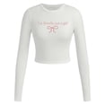 thumbnail image 4 of HSHMT Suits for Women 2 Piece I'm Just A Girl Bow Trim Print Sweatsuit Sets T Shirt Trousers Two Piece For Women, 4 of 6