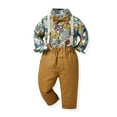 thumbnail image 1 of RXIRUCGD Ensemble Mode Enfants Chemise et Salopette 2 Pcs Manches Longues Col Rond Haut/chemise (Multicolore, Taille: 110), 1 of 8