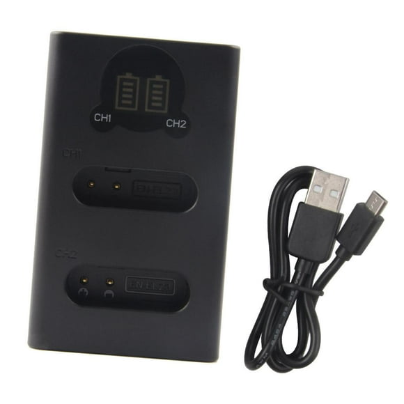1Piece Dual Slot Battery Charger for 23 Camera and 1Piece USB Cable, with Micro USB and 2 Types Port