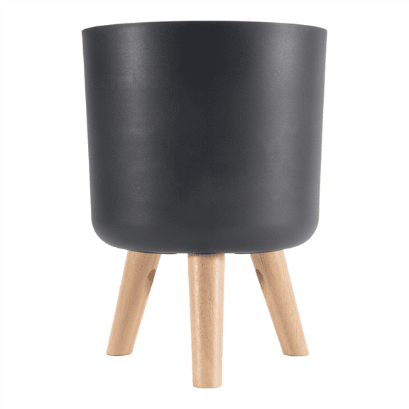 New Arrivals Modern Plant Pots with Wooden Legs Holder Bedroom Living Room Floor Standing Potted Flower Pot Home Garden -A
