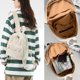 thumbnail image 4 of LHSHID Small Corduroy Backpack Purse for Women Vintage Mini Fashion Casual Aesthetic Backpack, Green, 4 of 9