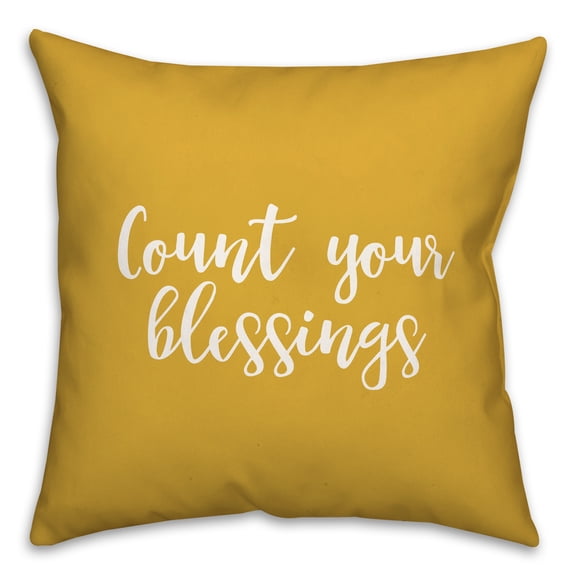 Creative Products Count Your Blessings in Mustard 18 x 18 Spun Poly Pillow