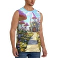 thumbnail image 2 of Bingfone Dreamy Mushroom House Pattern Men's Tank Tops Workout Sleeveless Tee Shirts Running Beach Tanks for Men-3X-Large, 2 of 4
