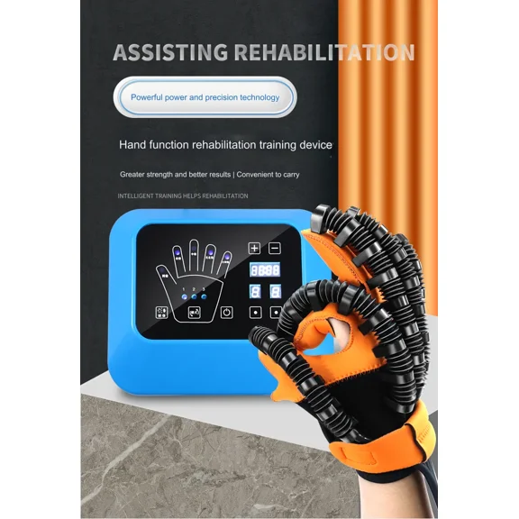 Portable Rehabilitation Robot Gloves Stroke Hemiplegia Cerebral Infarction Trainer Finger Exerciser Hand Function Repair（right hand-XL)）