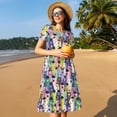 thumbnail image 4 of Naloa Llamas Colorful Print Womens Summer A-Line Dress with Pockets,Short Sleeve Dresses,Flowy Beach Swing Dress for Vacation Travel, 4 of 6