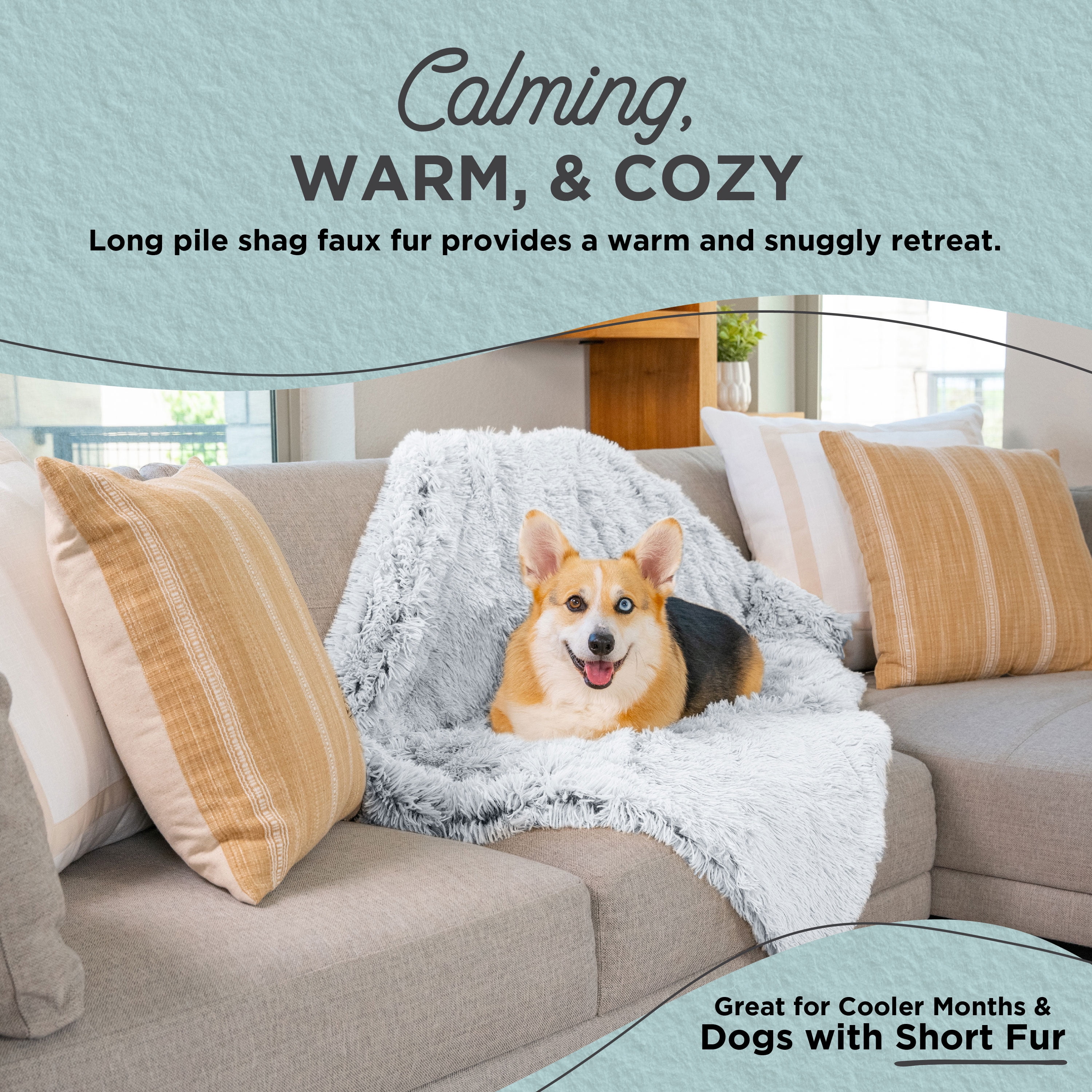 Best Friends by Sheri Calming Shag Dog Blanket – Ultra Soft Faux Fur Pet Throw, Anxiety-Relief, Lightweight Warm Bed Cover for Dogs and Cats, Machine Washable, Frost Gray, 30" x 40"