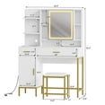 thumbnail image 2 of 1 Iron, Mdf, Mirror, Led Light Hook Dressing Table With Stool, 2 of 9