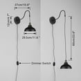 thumbnail image 4 of FSLiving Adjustable Height Gooseneck Wall Sconce with 9.8ft Plug-in Cord Retro Design Black Mental Shade Dimmable Lighting Fixtures for Garage Farmhouse Warehourse,Bulb Sold Separately - 1 Light, 4 of 6