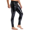 thumbnail image 4 of Eandarui Men's Faux Leather Compression Bottoms Leggings Long Trousers Skinny Yoga Pants Clubwear Black XL, 4 of 6