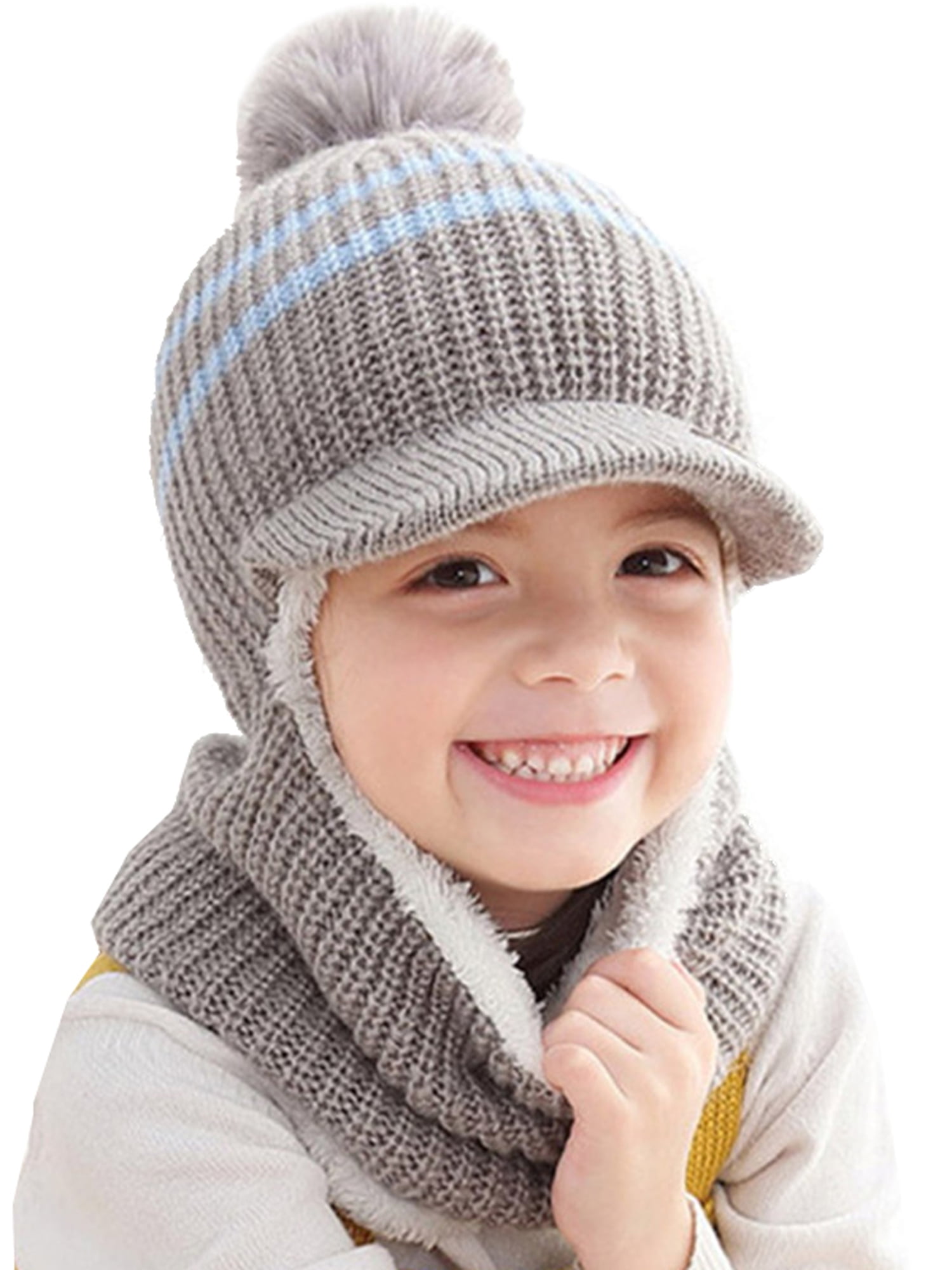 Toddler Winter Warm Wool Knit Scarf Boys Girls Pom Pom Crochet Scarf T