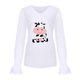 thumbnail image 4 of Mujeres Casual Vaca Impreso Cuello en V Encaje Empalme Manga larga Jersey Blusa Camiseta Tops Fridja  hkj4349, 4 of 8