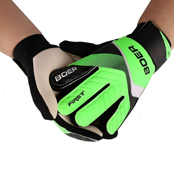 TELOLY Football Gloves for Kid Youth with Adjustable Wrist and Silicone Grip 1Pair Green