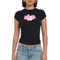 thumbnail image 1 of SUNSIOM T-shirt Graphique pour Femmes, Imprimé Floral Col Rond Manches Courtes Ajusté Hauts d'Été pour Usage Quotidien, 1 of 8