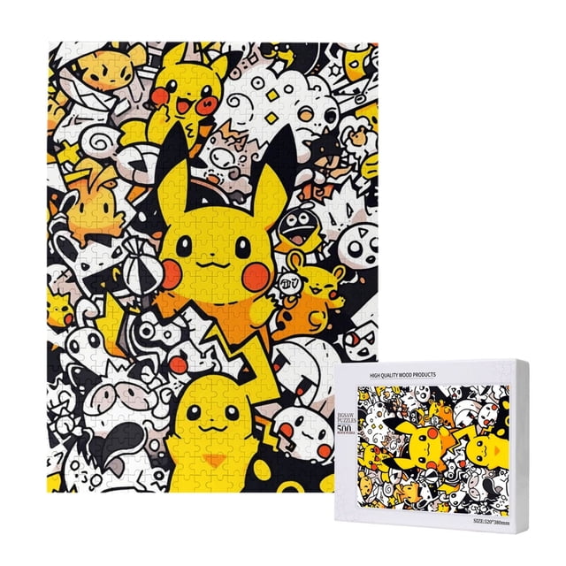 Rompecabezas de madera de Pikachu: adecuado para niños y adultos, rompecabezas para niños y niñas, juguetes de juegos de entretenimiento con rompecabezas, talla única