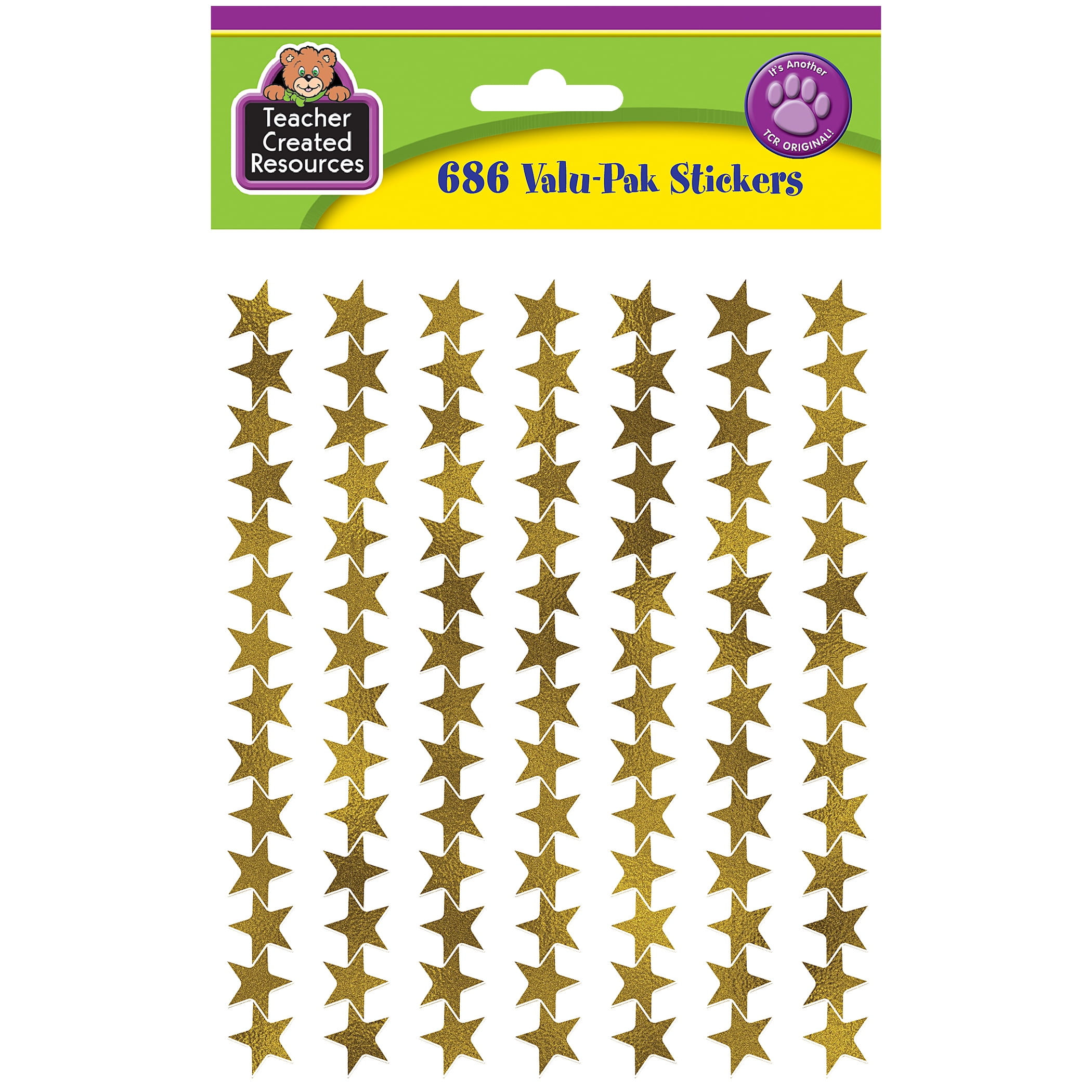 Teacher Created Resources Gold Foil Star Stickers Valu-Pak, 686 Per Pack, 6 Packs