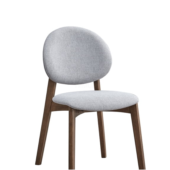 Light Gray and Walnut Side Chairs, Set of 2 Modern Dining Chairs with Upholstered Seat