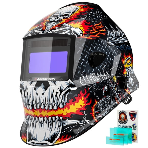 ARCCAPTAIN Welding Helmet Auto Darkening, 1/1/1/1 True Color Welding Hood, 4 Arc Sensor 1/25000s Response Time Solar Powered Weld Hood Helmet HSH-S80