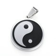 thumbnail image 3 of 1 pc Feng Shui 304 Stainless Steel Pendants Enamel Flat Round with Yin Yang Stainless Steel color 28.5x25.5x3mm Hole: 9.5x5mm Stainless Steel+Enamel, 3 of 3