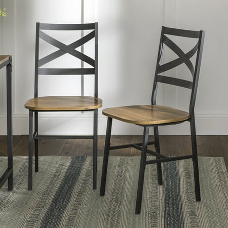 Rustic Wood Chairs - Manor Park Rustic Industrial Wood Dining Chair, Set of 2 - Barnwood