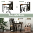 thumbnail image 4 of Barara King Dining Set,Dining Table Set, Dining Room Table,3 Piece Bar Table and Chairs Set with 6-Bottle Wine Rack-Brown, 4 of 12