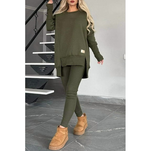 2025 Autumn Winter Women's Casual Solid Color Round Neck Long Sleeve Tops Korean Style Basic Wear Everyday Fashion Simple Outfit