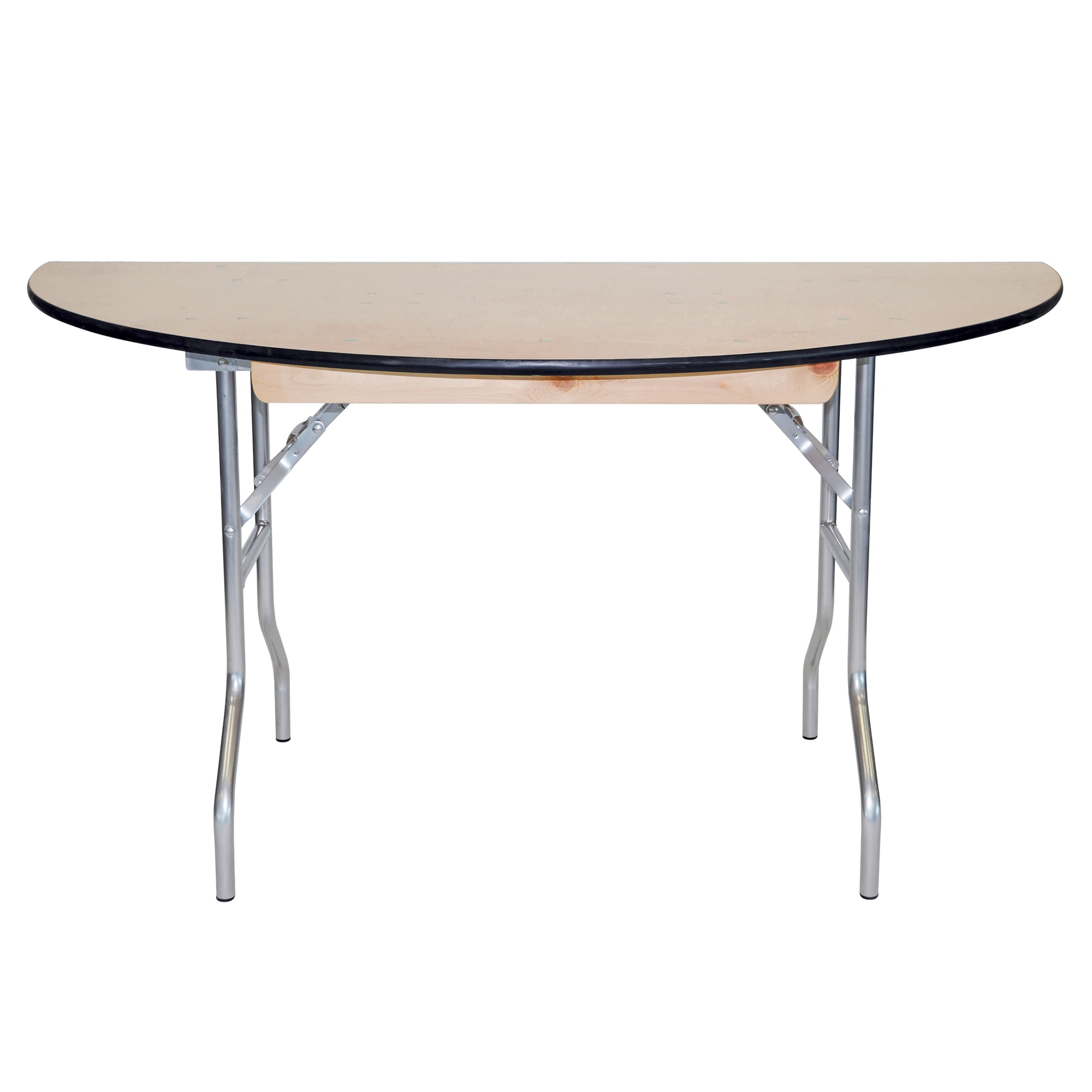60 inch WFT Series Birch Wood Half Round Folding Table - Rubber Edge