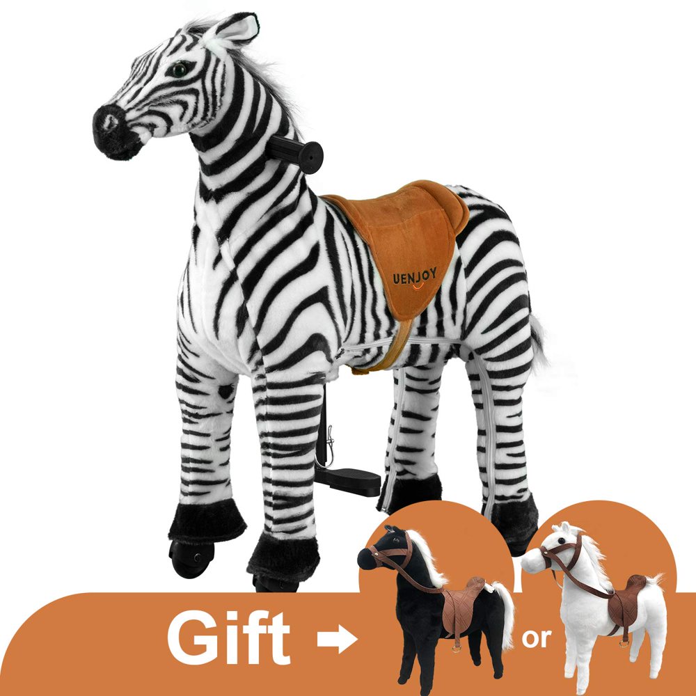 Uenjoy Kids Ride on Zebra Riding Horse Toy, Pony Rider Mechanical Cycle