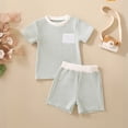 thumbnail image 2 of Gubotare Baby Boy Shorts Set Toddler Baby Boy Summer Outfits Short Sleeve T-Shirt Tees + Shorts Infant Clothes Set 2T 3T (Green,2-3 Years), 2 of 4