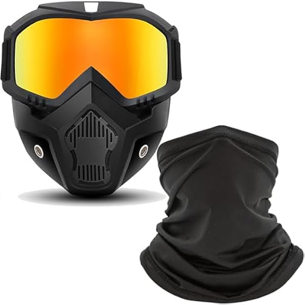 wonima02 Motorcycle Goggles with Removable Full Face Mask Riding Glasses Dirt Bike ATV Motocross Detachable Eyewear Offroad Airsoft Paintball Cycling Protective Anti-Fog Goggle for Adults