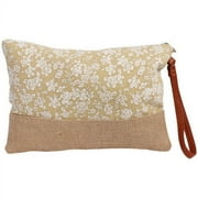 Riah Fashion Ivory Floral Wristlet Cosmetic Pouch