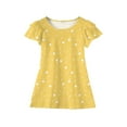 thumbnail image 5 of XADYUY Summer Dress for Girls Casual A-Line Ruffle Sleeve Tshirt Dresses Polka Dot Beach Crew Neck Swing Sundresses 7-8 Years,Yellow, 5 of 5
