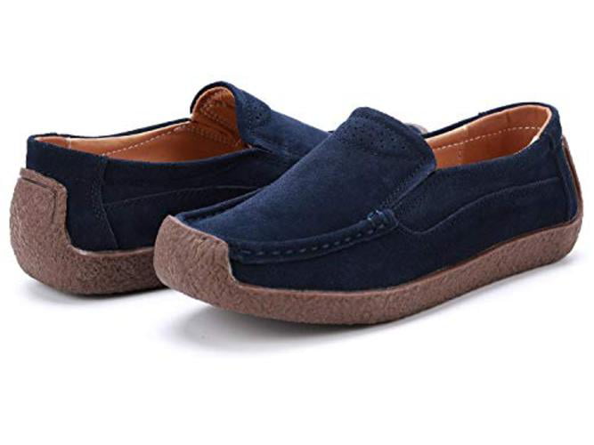 ANYUETE Women's Slip on Leather Loafers Comfortable Flat Shoes 