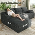 thumbnail image 4 of 104" Cloud Sectional Couch with L-Shape Chaise, Modern Modular Sofa with Deep Seat, Upholstered Couches with Back Cushion for Living Room Bedroom, No Assembly Required, Black Grey (Corduroy Fabric), 4 of 11