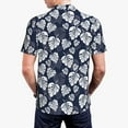 thumbnail image 4 of Balery White Leaves Printed Men’s Short Sleeve Polo Shirt, Midweight Men's Shirt,Golf Polo shirts -Large, 4 of 9