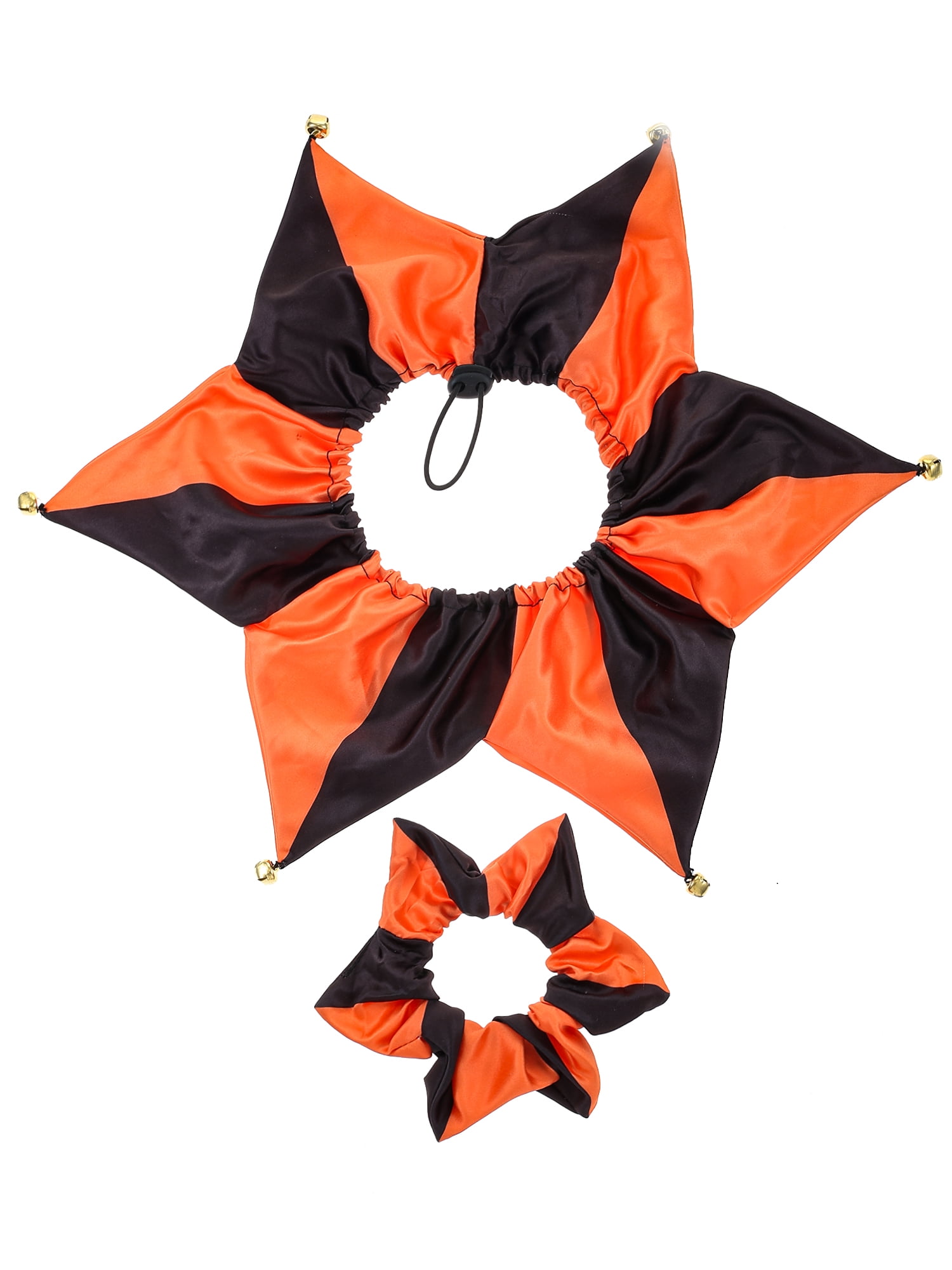 (2 pack) Halloween Pet Jester Collar and Scrunchie Orange, 2 Pieces