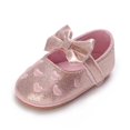 thumbnail image 3 of URMAGIC Baby Girls Mary Jane Flats with Bowknot Soft Sole Non-Slip PU Leather Baby Shoes Princess Wedding Dress Shoes for 0-18 Months, 3 of 9